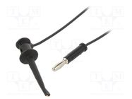 Test lead; 5A; clip-on hook probe,banana plug 4mm; Urated: 300V 