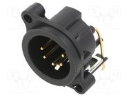 Connector: XLR; socket; male; PIN: 5; angled 90°; THT; black; 3A NEUTRIK