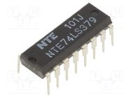 IC: digital; D flip-flop; Ch: 8; TTL; THT; DIP16 NTE Electronics