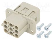 Connector: HDC; contact insert; female; C146,heavy|mate Q; PIN: 9 AMPHENOL