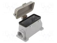 Enclosure for connectors: HDC; size E16; for double latch; PG21 AMPHENOL