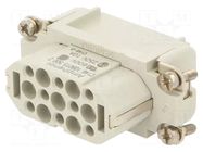 Connector: HDC; contact insert; female; 250V; PIN: 15; 15+PE AMPHENOL