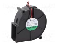 Fan: DC; blower; 12VDC; 75x75x30mm; 23.44m3/h; 38.6dBA; ball SUNON