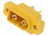 Connector: DC supply; socket; XT60; male; PIN: 2; soldering; yellow AMASS