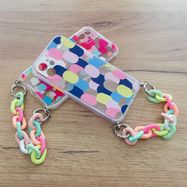 Color Chain Case gel flexible elastic case cover with a chain pendant for iPhone 13 Pro multicolour  (4), Hurtel