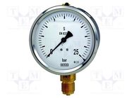 Manometer; 0÷25bar; Class: 1.6; 63mm; Temp: -20÷60°C; 213.53 WIKA