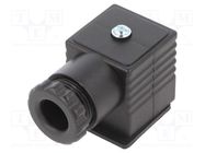 Plug for coil; PIN: 3; black; 0÷230V; IP65; A: 27mm; B: 28mm; C: 27mm PNEUMAT