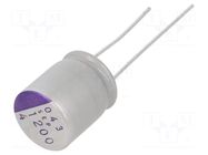 Capacitor: polymer; 1200uF; 4VDC; THT; ±20%; Body dim: Ø10x13mm PANASONIC
