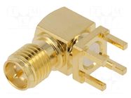 Connector: RP-SMA; socket; male; angled 90°; THT; on PCBs; PTFE ADAM TECH