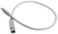 USB CABLE, 3.0 A PLUG-B PLUG, WHT, 19.7"