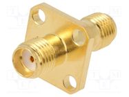 Coupler; SMA female,both sides; straight; 50Ω; PTFE; gold-plated 