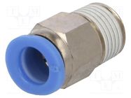 Push-in fitting; straight; -0.95÷10bar; nickel plated brass PNEUMAT