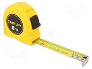 Measuring tape; L: 8m; Width: 25mm; plastic; Class: II; yellow STANLEY