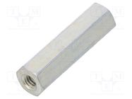 Screwed spacer sleeve; 18mm; Int.thread: M2,5; hexagonal; steel DREMEC