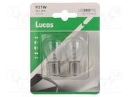 Filament lamp: automotive; BA15S; transparent; 12V; 21W; LLB LUCAS