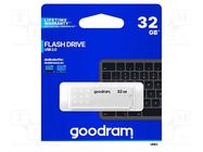 Pendrive; USB 2.0; 32GB; R: 20MB/s; W: 5MB/s; white; USB A GOODRAM