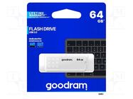 Pendrive; USB 2.0; 64GB; R: 20MB/s; W: 5MB/s; white; USB A GOODRAM