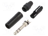 Connector: Jack 6,3mm; plug; male; stereo; ways: 3; straight; black 