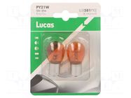 Filament lamp: automotive; BAU15S; orange; 12V; 21W; LLB LUCAS