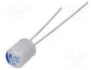 Capacitor: polymer; low ESR; 180uF; 6.3VDC; ESR: 18mΩ; A758; THT KEMET