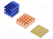 Heatsink: extruded; grilled; Raspberry Pi; copper,blue,golden 