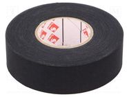 Tape: textile; W: 25mm; L: 25m; Thk: 0.25mm; caoutchouc; black; 8% SCAPA