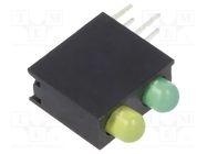 LED; in housing; 3mm; No.of diodes: 2; yellow/yellow green; 20mA 