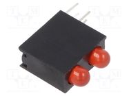 LED; in housing; 3mm; No.of diodes: 2; red; 20mA; Lens: diffused; 30° OPTOSUPPLY