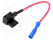 Fuse holder; 10.9mm; 10A; on cable; Leads: lead x2; UL94V-0; 32V 