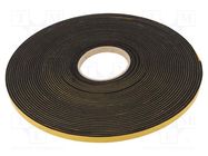 Gasket; EPDM; Thk: 3mm; black; L: 20m; W: 10mm RST ROZTOCZE