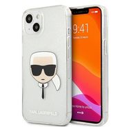 Karl Lagerfeld Glitter Karl&#39;s Head case for iPhone 13 mini - silver, Karl Lagerfeld