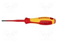 Screwdriver; insulated,slim; PlusMinus cross PH-type; SL/PH1 KNIPEX