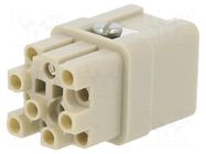 Connector: HDC; contact insert; female; 400V; PIN: 13; 12+PE AMPHENOL