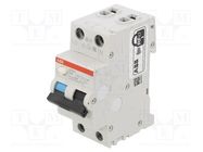 RCBO breaker; Inom: 16A; Ires: 30mA; Poles: 1+N; 230VAC; IP20; DS200 ABB