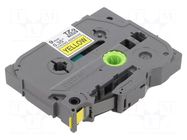 Tape; 9mm; 8m; yellow; Character colour: black; laminated,glued BROTHER