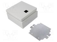 Enclosure: wall mounting; X: 150mm; Y: 150mm; Z: 80mm; E-BOX KX; IP66 RITTAL