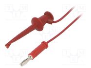 Test lead; 5A; clip-on hook probe,banana plug 4mm; Urated: 300V 