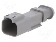 Connector: wire-wire; plug; male; DT; for cable; PIN: 2; grey; IP68 DEUTSCH