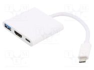 Adapter; USB 3.0,USB 3.1; nickel plated; 0.2m; white; silver AKYGA