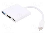 Adapter; USB 3.0,USB 3.1; nickel plated; 0.2m; white; silver AKYGA