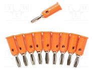 Connector: 4mm banana; plug; 5A; 5kV; orange; Max.wire diam: 3mm 