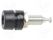 Connector: 4mm banana; socket; 15A; 60VDC; black; tinned; on panel POMONA