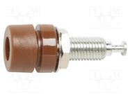 Connector: 4mm banana; socket; 15A; 60VDC; brown; tinned; on panel POMONA