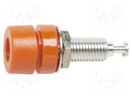 Connector: 4mm banana; socket; 15A; 60VDC; orange; tinned; on panel POMONA