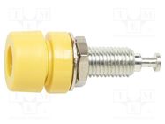 Connector: 4mm banana; socket; 15A; 60VDC; yellow; tinned; on panel POMONA