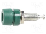 Connector: 4mm banana; socket; 15A; 60VDC; green; tinned; on panel POMONA