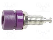 Connector: 4mm banana; socket; 15A; 60VDC; violet; tinned; on panel POMONA