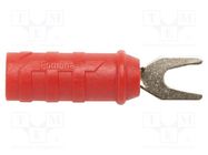 Connector: fork terminals; plug; 15A; red; Overall len: 47.24mm POMONA