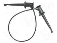 Test lead; 60VDC; 30VAC; 5A; clip-on hook probe,both sides; black 