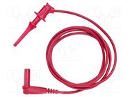 Test lead; 5A; clip-on hook probe,angular banana plug 4mm; red 